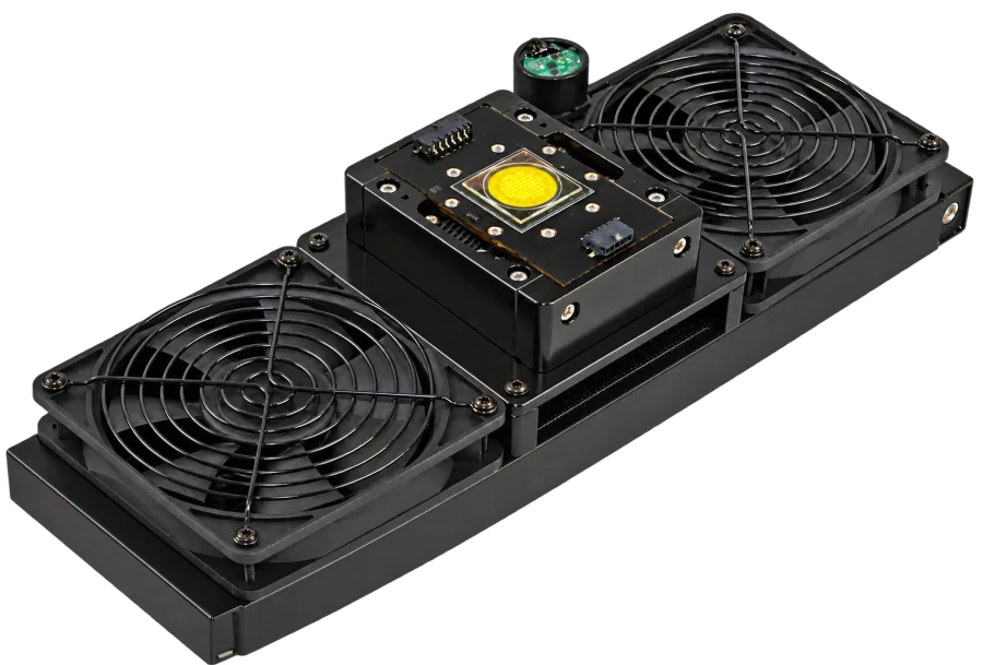 Liquid-cooled COB LED module for stage lighting applications